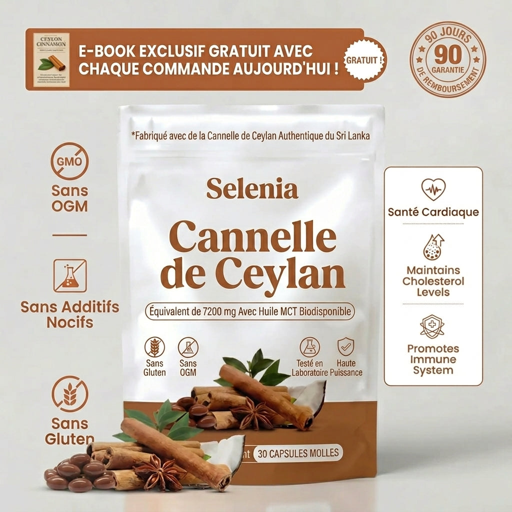 Cannelle de Ceylan 7200 mg Équivalent avec Huile MCT