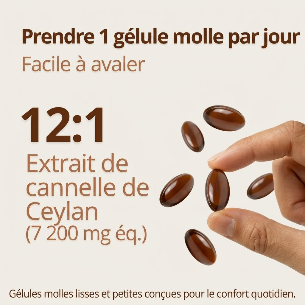 Cannelle de Ceylan 7200 mg Équivalent avec Huile MCT